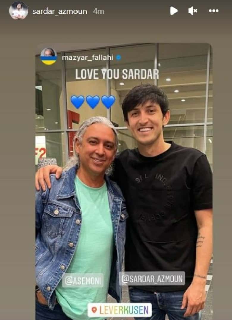 سردار آزمون با مازیار فلاحی خواننده خارج‌نشین دیدار کرده است.