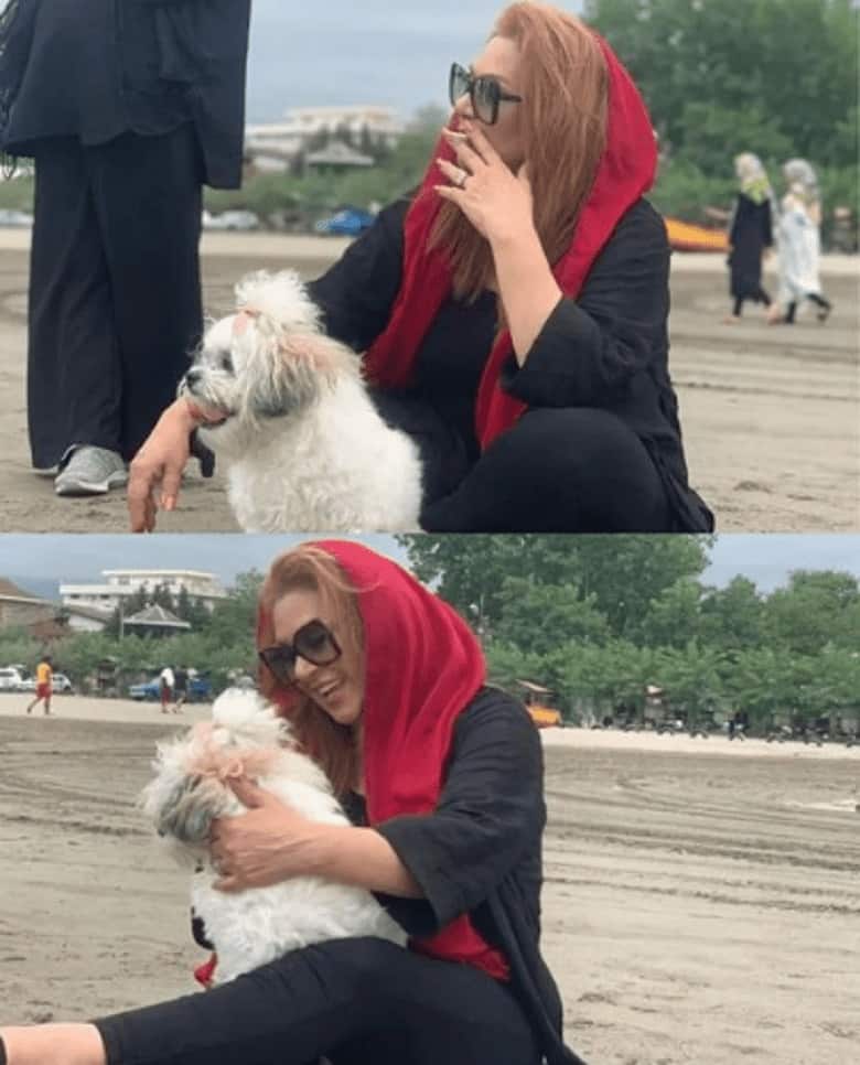 نسرین مقانلو در ساحل عکس منشوری انداخته است.