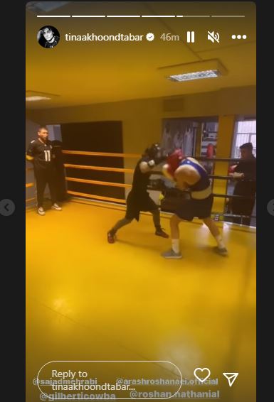 بلایی که تینا آخوندتبار وسط رینگ بر سر حریف&zwnj;اش آورد!