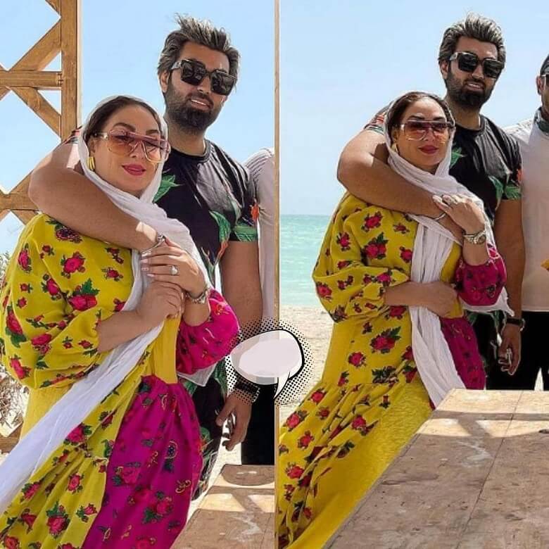 الهام حمیدی در آغوش همسرش عکس گرفت.