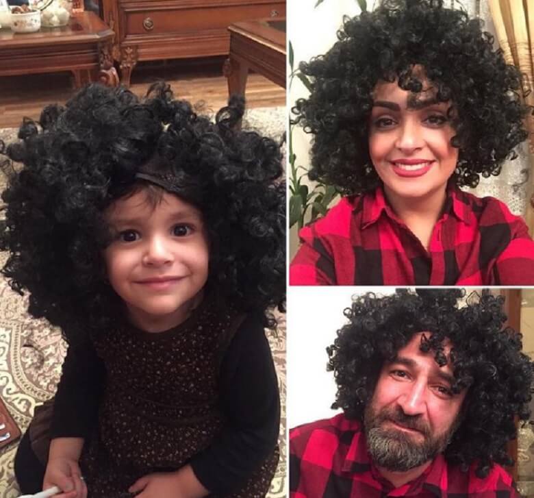 هدایت هاشمی، همسر و فرزندش، موهایشان را فر کردند.